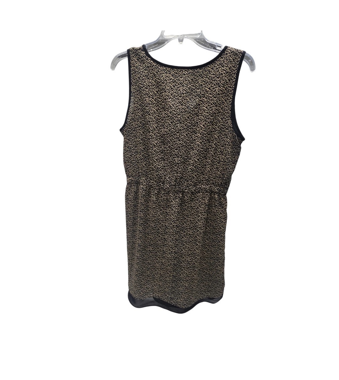 ANA A New Approach Black Tan V Neck Animal Print Sleeveless Empire Waist Dress 8