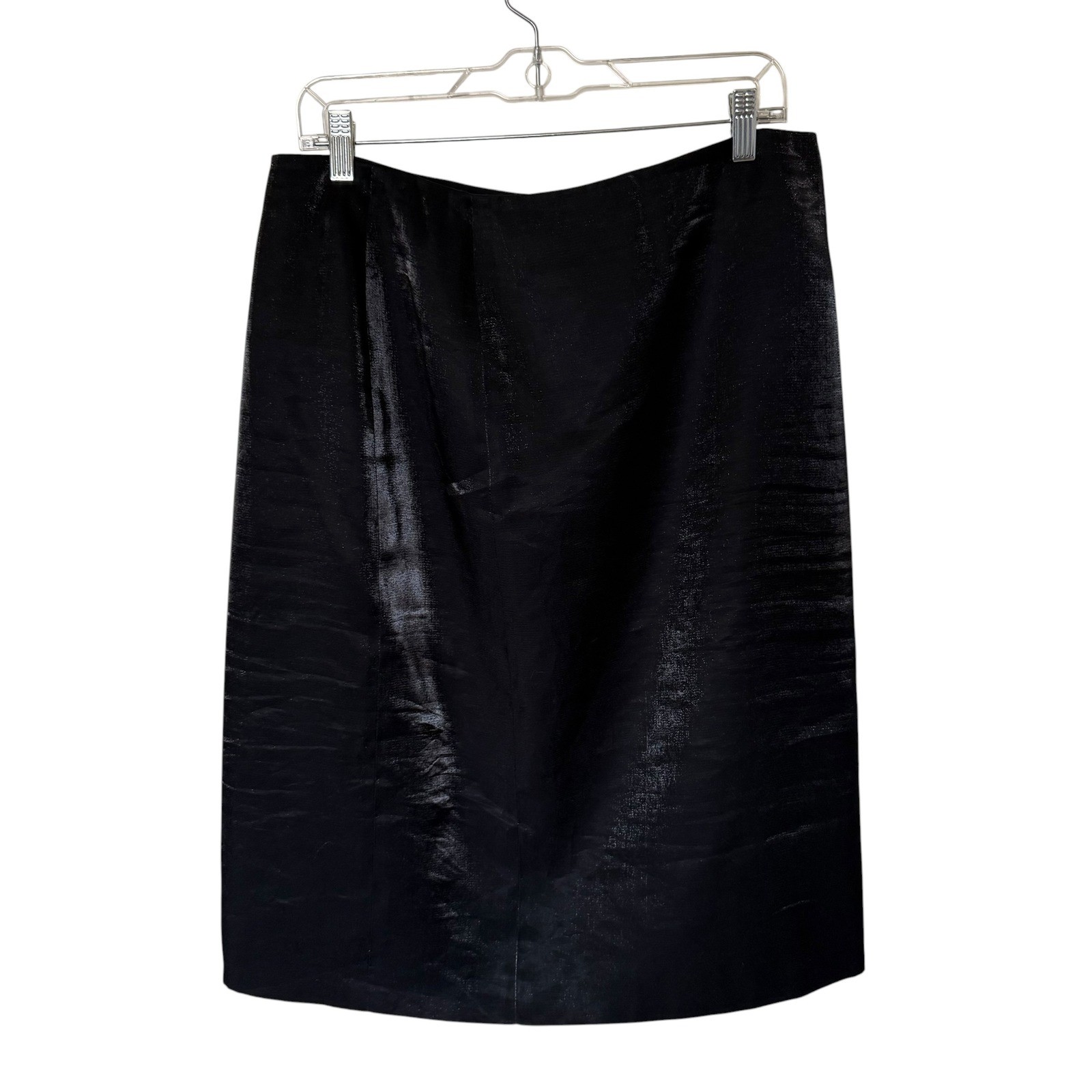 Harve Benard Pencil Skirt Women Size 16 Black Excellent Metallic Sheen Slub