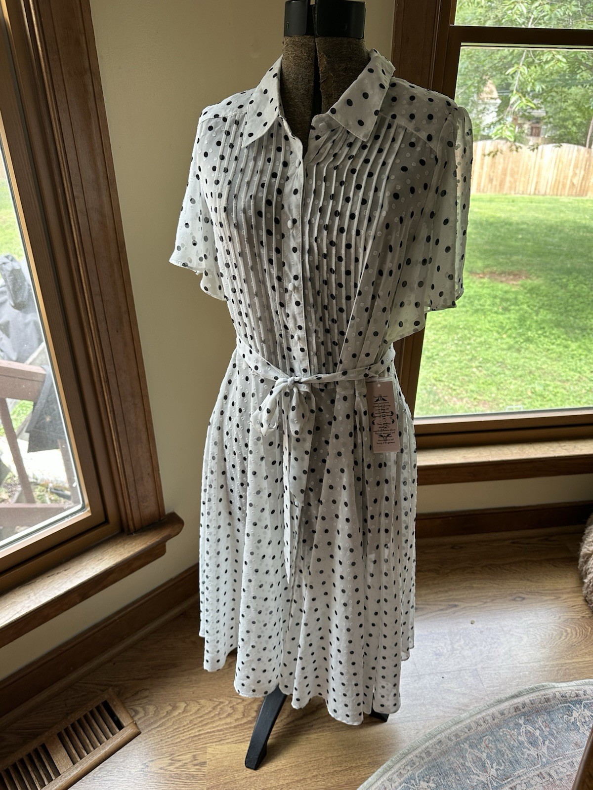 NWT Nanette Lepore Romantic Flutter Sleeve Sheer Polka Dot Midi Dress, Size 8