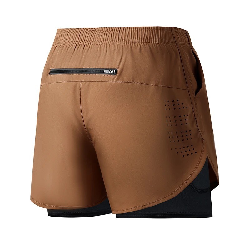 Men’s Fast Dry Running Shorts Double Layer Comfort Zip Pockets Gym Fitness Gift