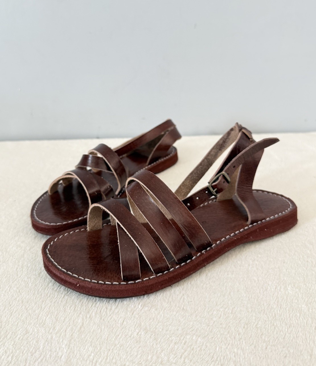 Handcrafted Genuine Leather Women’s Sandals – Four-Strap Brown | 100% Handmade