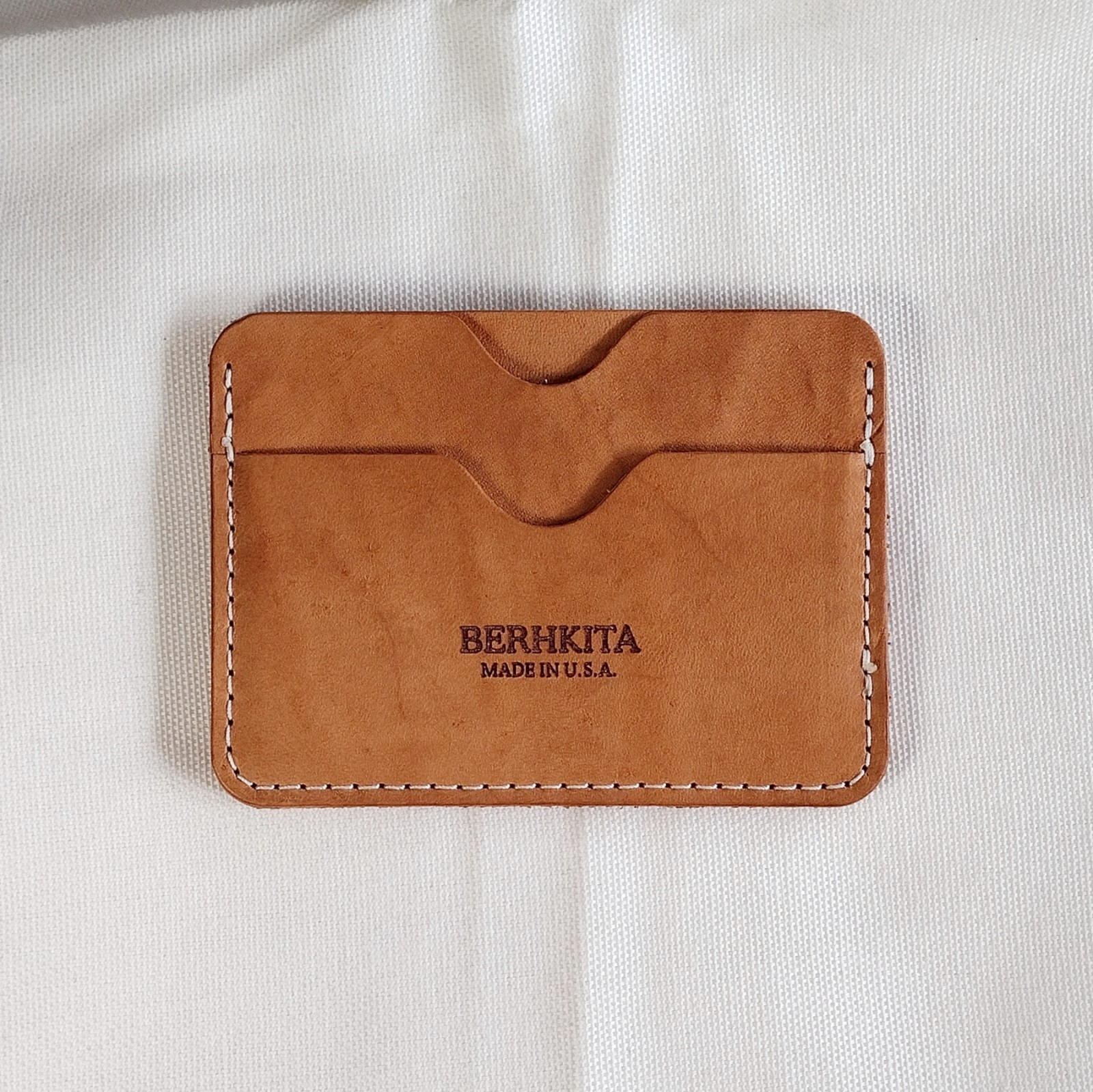 handmade 100% real leather card holder aged natural veg tan