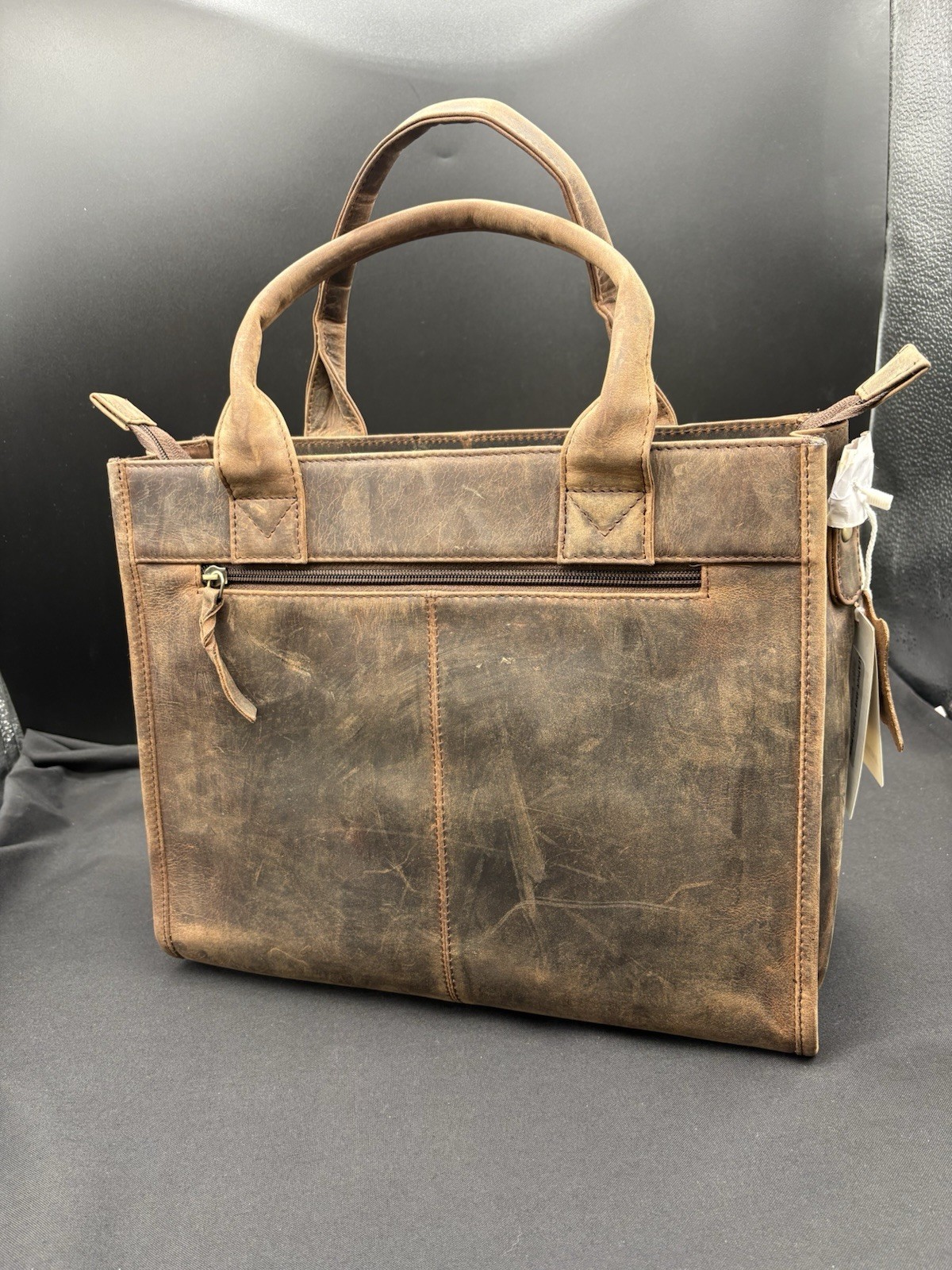 Women’s Western Cowhide Leather Tote Bag –Brown & White Hair-On Hide Zip