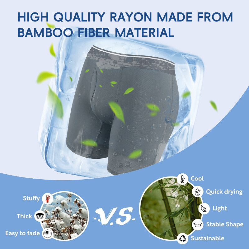 4 Pack Bamboo Fiber Men Boxer Shorts Tagless Comfort Underwear With Fly Briefs