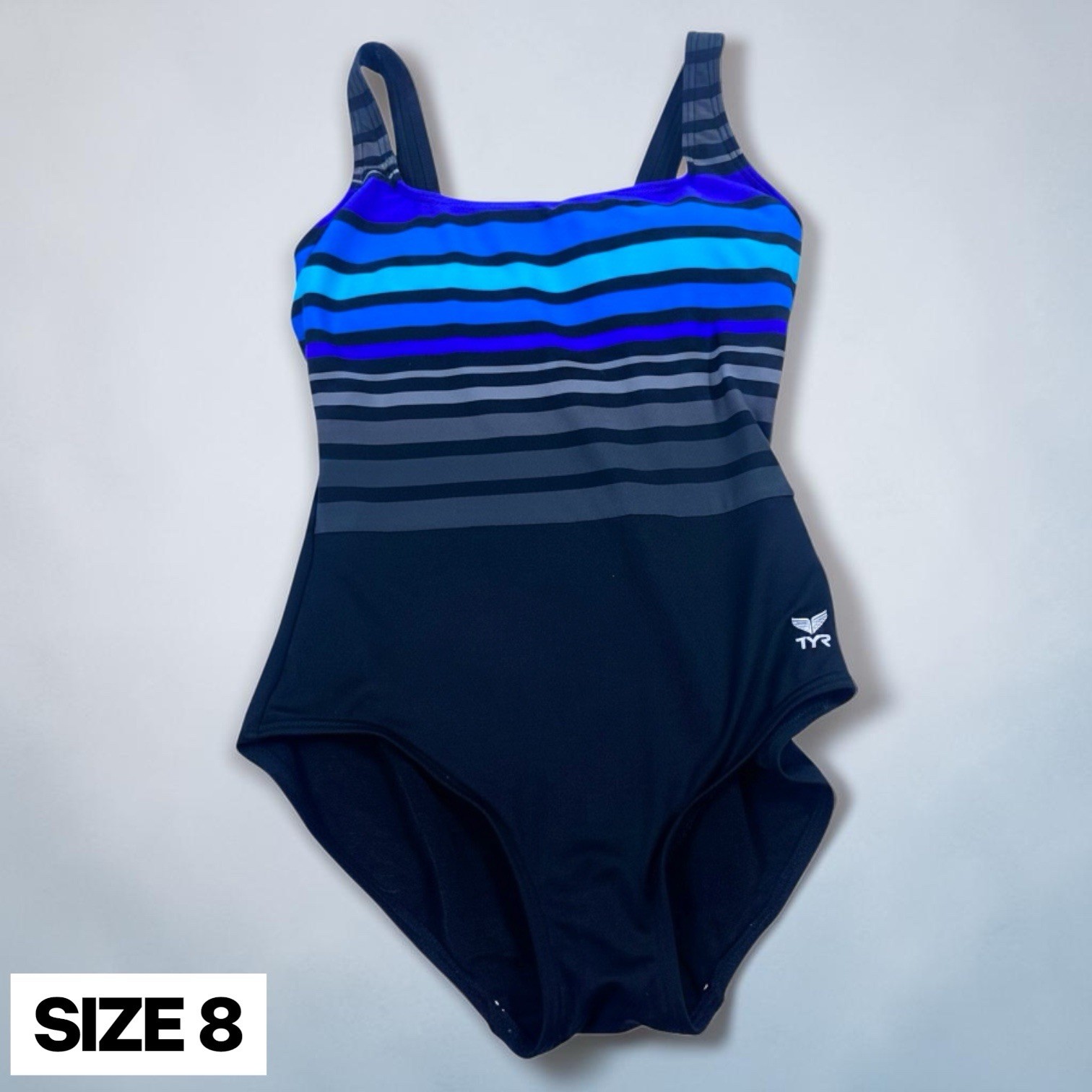 TYR Women DELRAY Aqua ControlFit 1pc SwimSuit – Navy Turquoise – Size 8 – $80