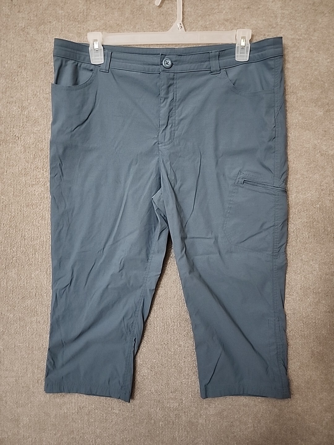 Eddie Bauer Tech Capri Pants Womens 16 Blue Nylon Stretch Hiking UPF 50+