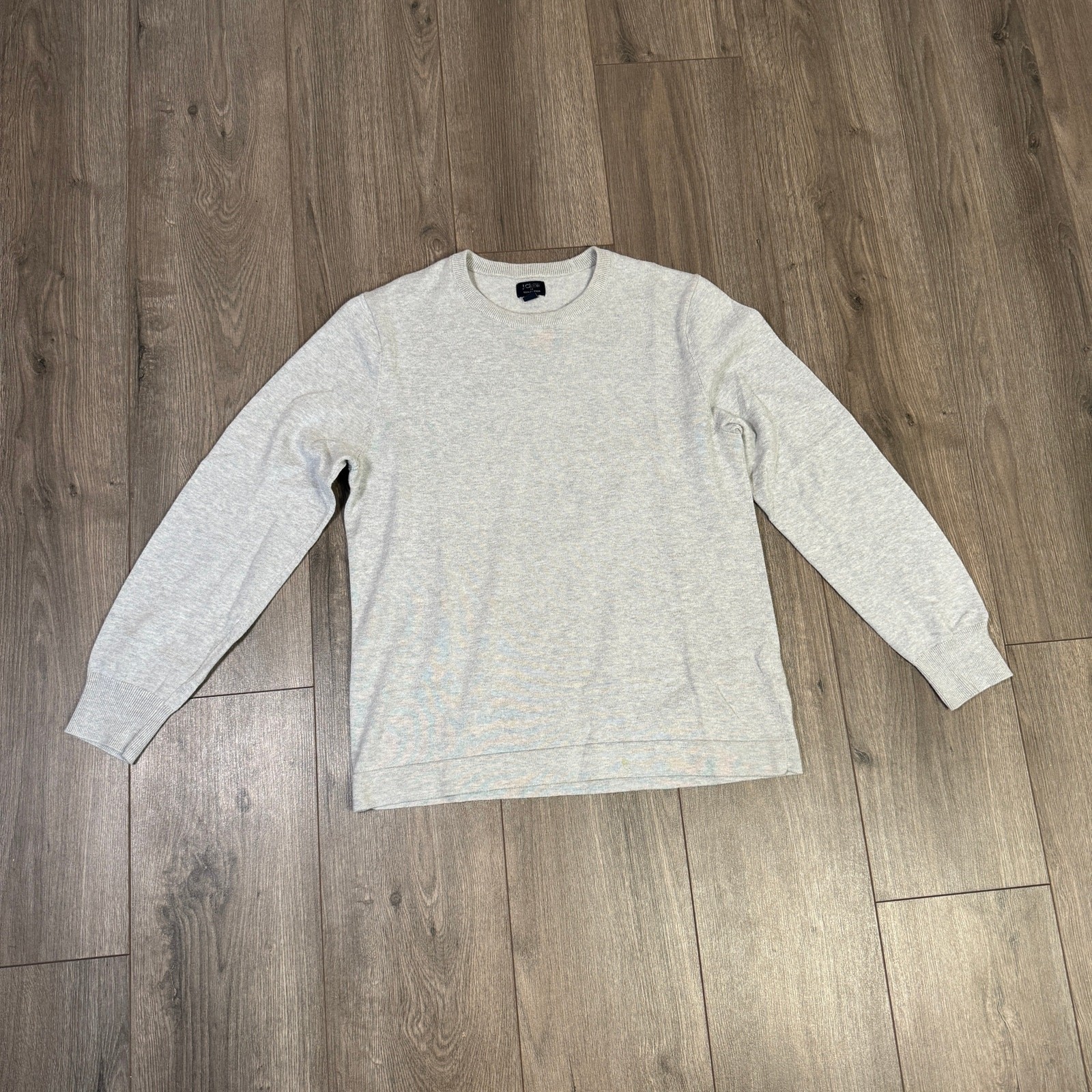 J.Crew Cotton Crewneck Sweater-Tee S Heather Quarry Pullover Long Sleeve Stretch