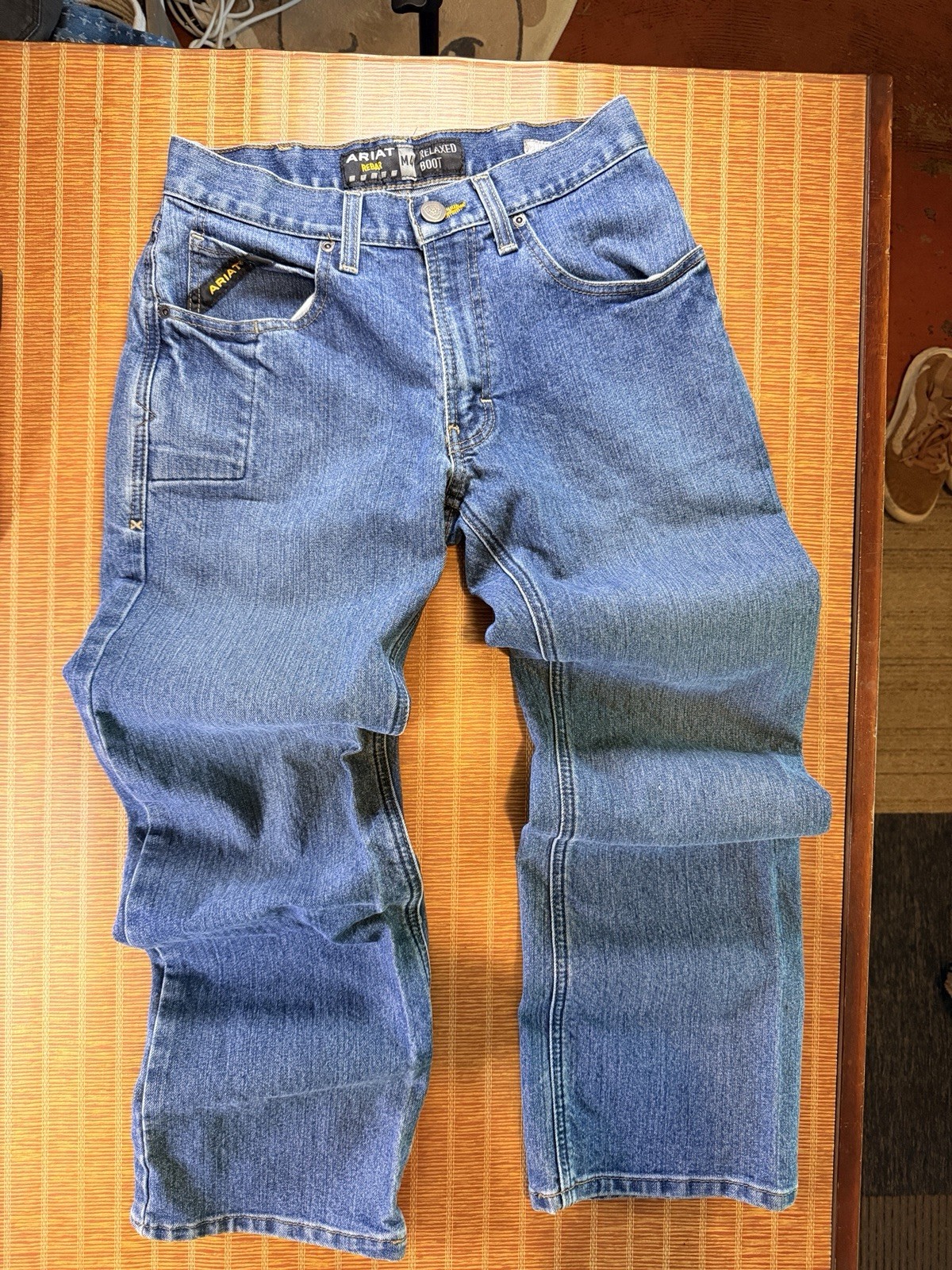Ariat Rebar M4 Relaxed Boot Cut Jeans Men’s 28/30 Blue Durastretch Edge[H-144]