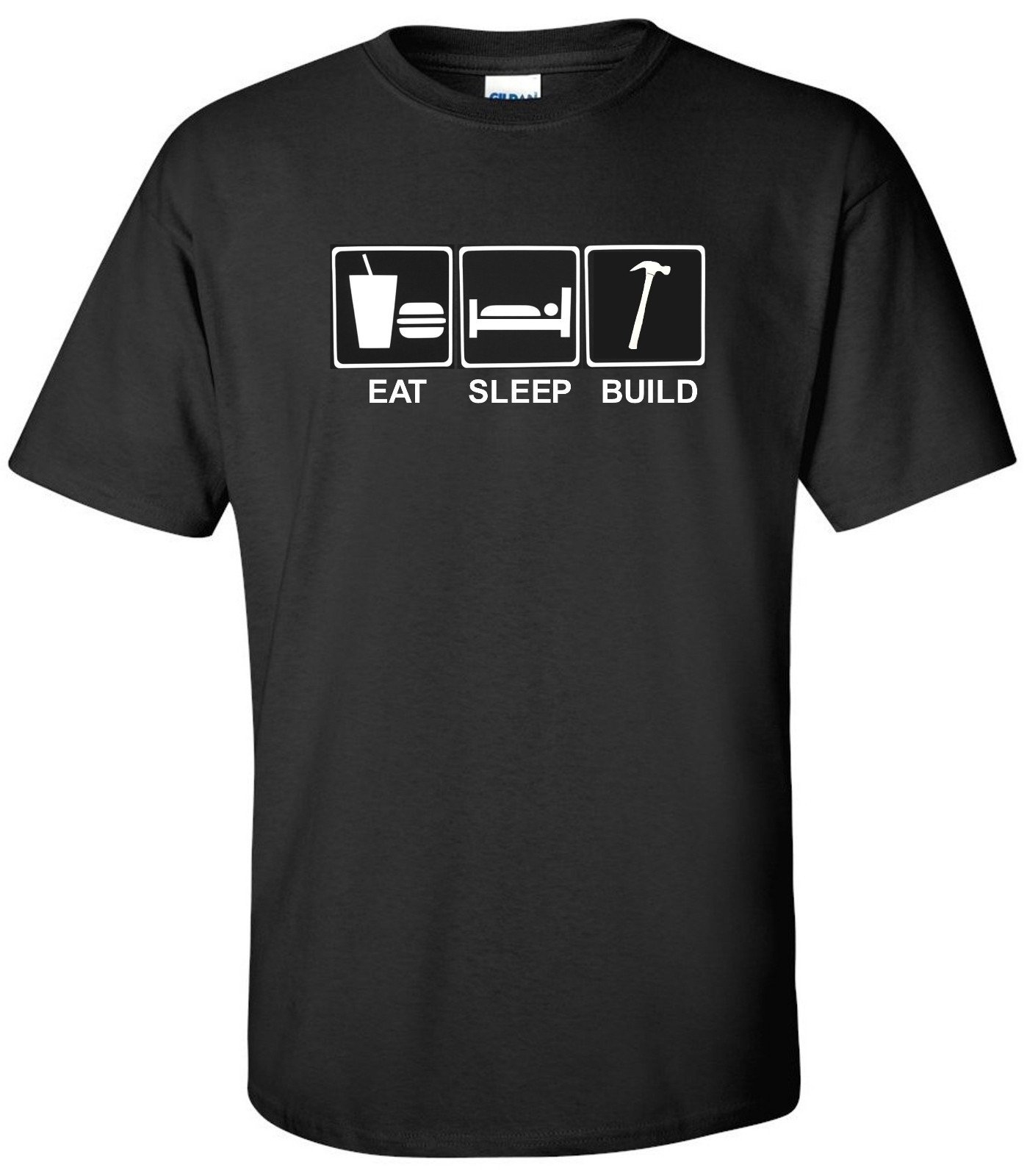 Eat Sleep Build T-Shirt Construction Worker Contractor Builder Tee Shirt S-2XL
