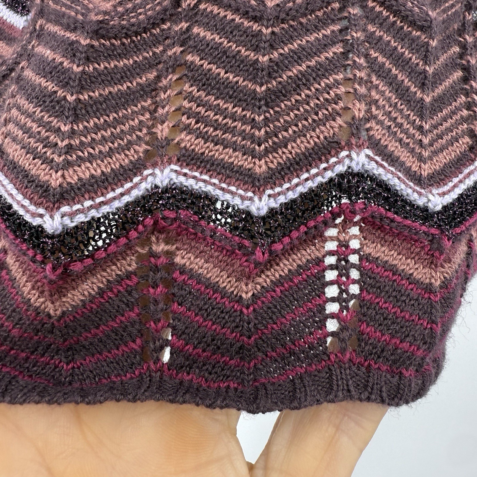 Double D Ranch Knit Tank Shell Sweater Sz S Chevron Purple Western Cowgirl Boho