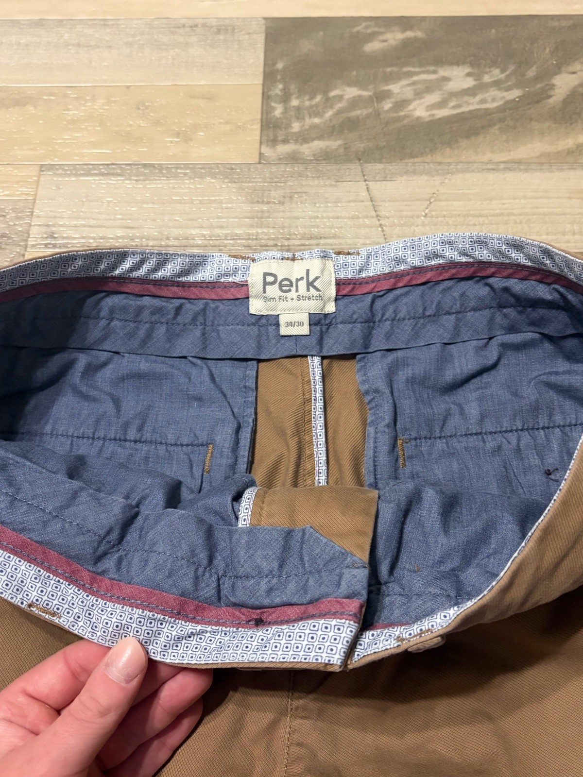Perk Mens 34×30 Feel Good Chino Slim Stretch Smooth Oak Preppy Business Twill