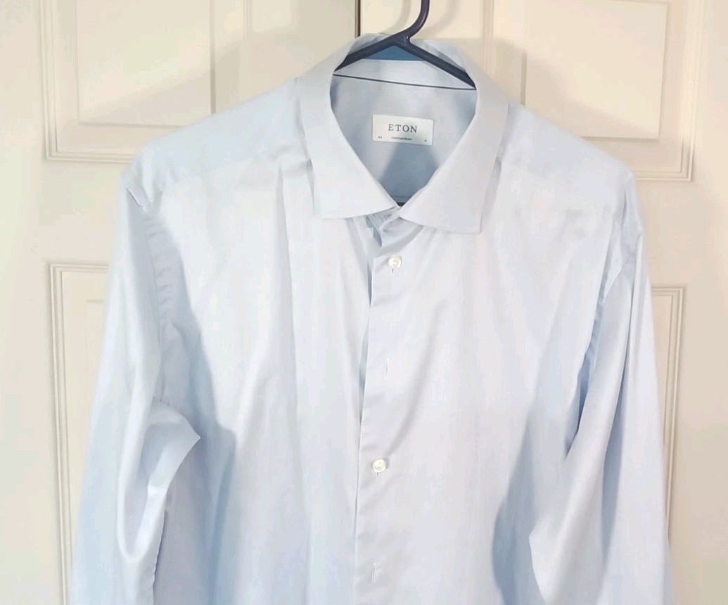 ETON Dress Shirts Men’s Button Up Classic Blue 100% Cotton 46/ 18 EUC