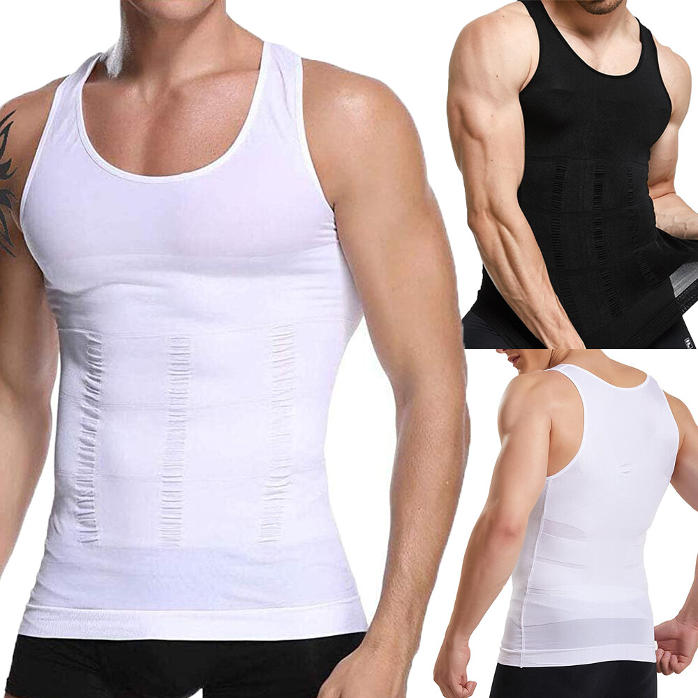 Men Slimming Body Shaper Vest Moobs Chest Compression T-Shirt Tank Top Underwear