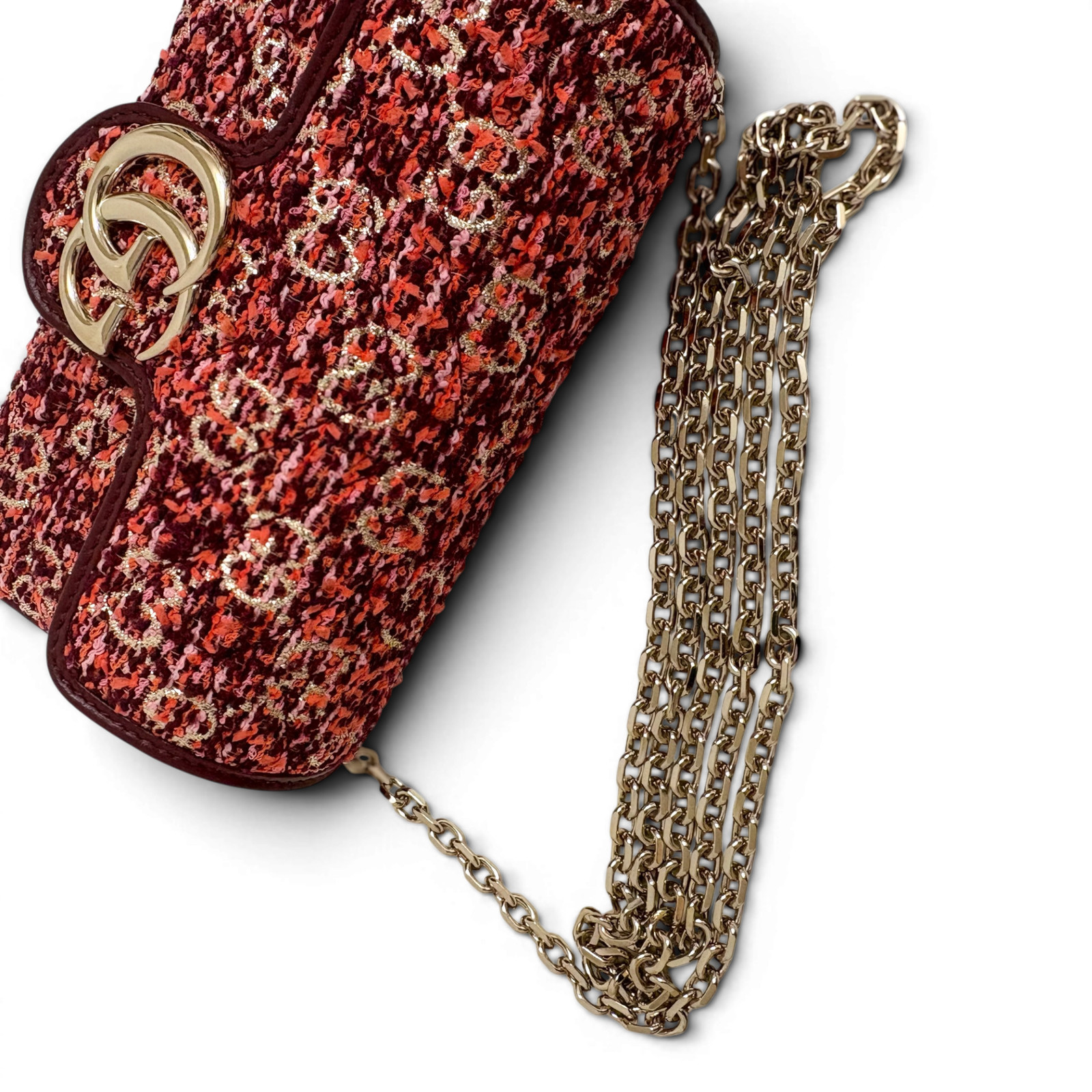 GUCCI GG Marmont Mini tweed Shoulder Bag Multicolor