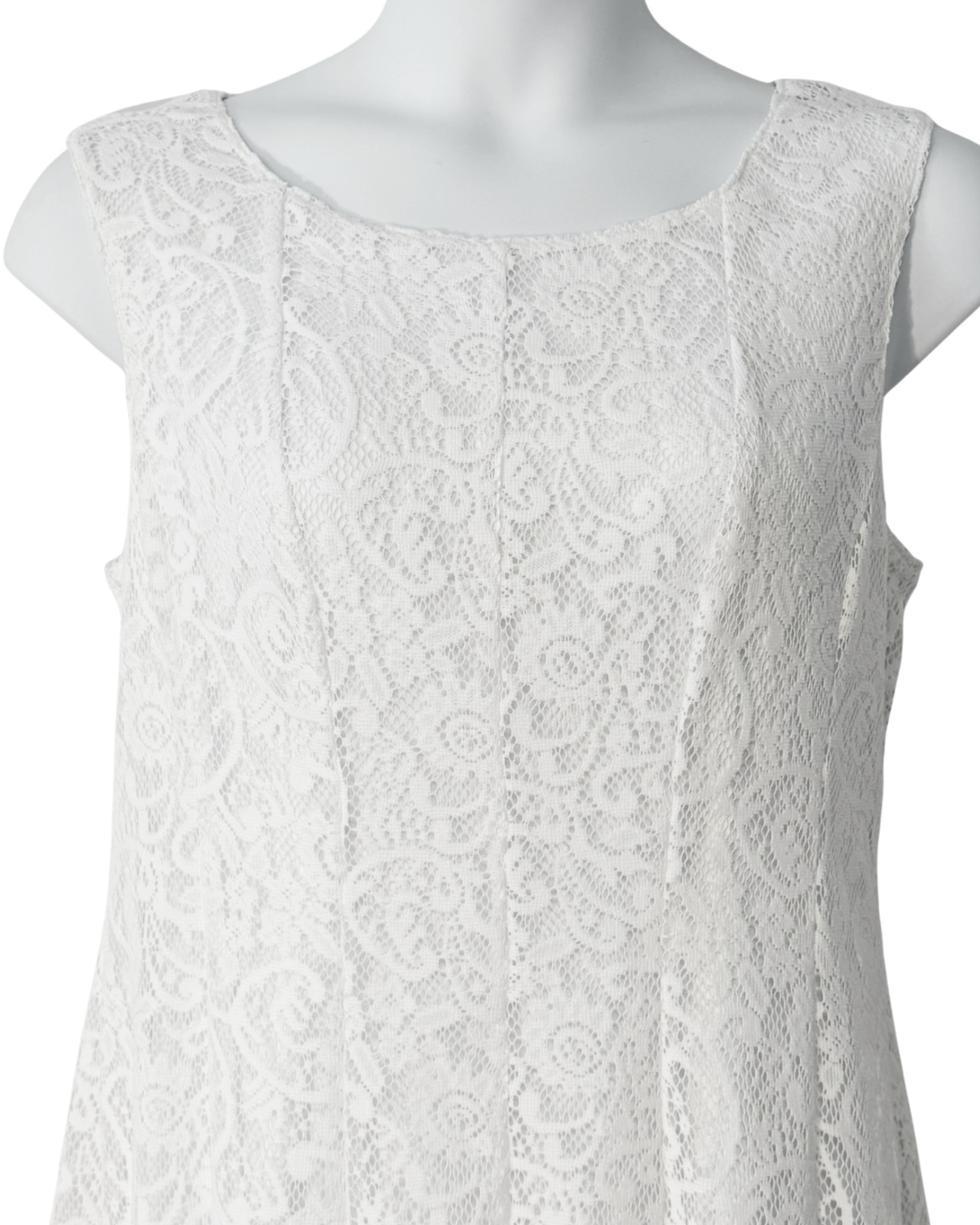 Connected Sz 16 Fit-and-Flare Dress Princess Cut White Crochet Lace Romantic