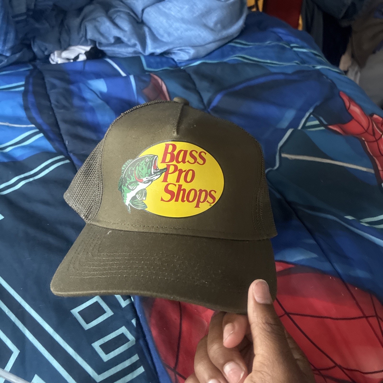 Bass Pro Shops Hat Cap Snap Back Mens One Size Green Trucker Mesh Logo Patch