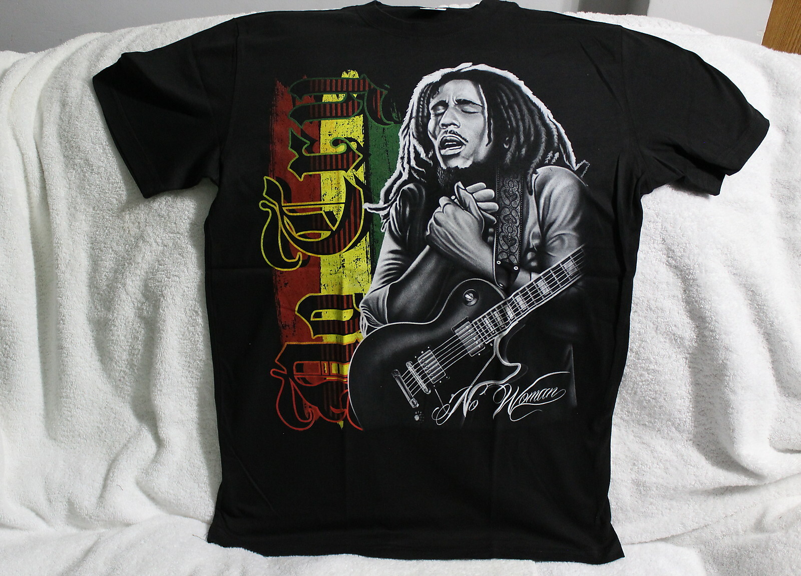 BOB MARLEY GUITAR NO CRY NO WOMAN REGGAE JAMAICA RASTA T-SHIRT