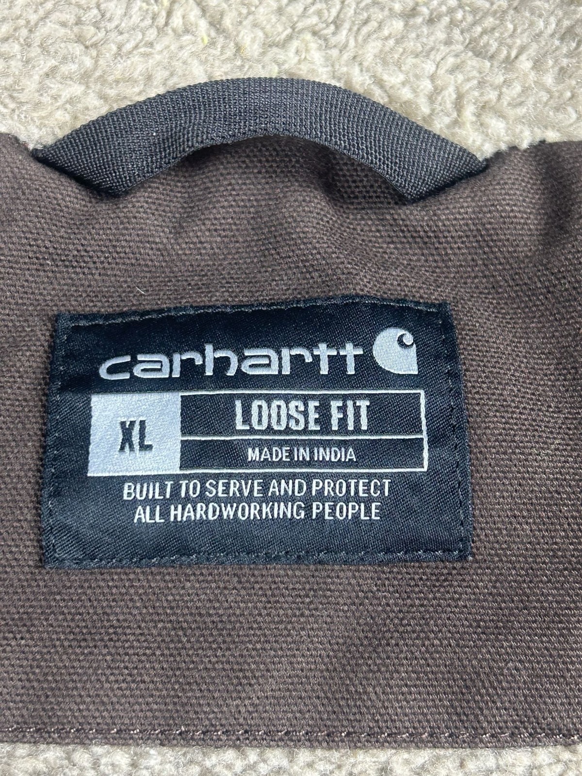 Carhartt Washed Duck Mock-Neck Sherpa-Lined Vest Brown Men’s XL 104277