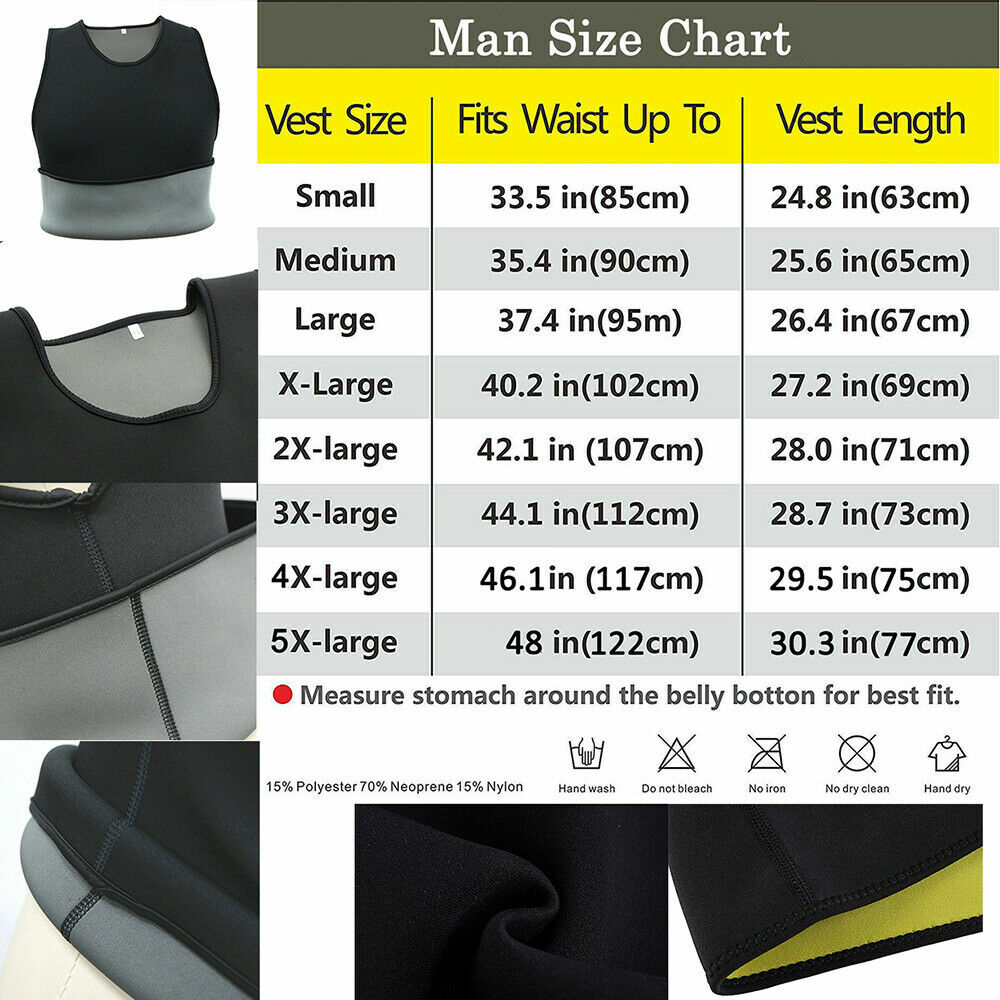 Men & Women Sauna Sweat Slimming Trainer Vest Neoprene Yoga Thermal Body Shaper