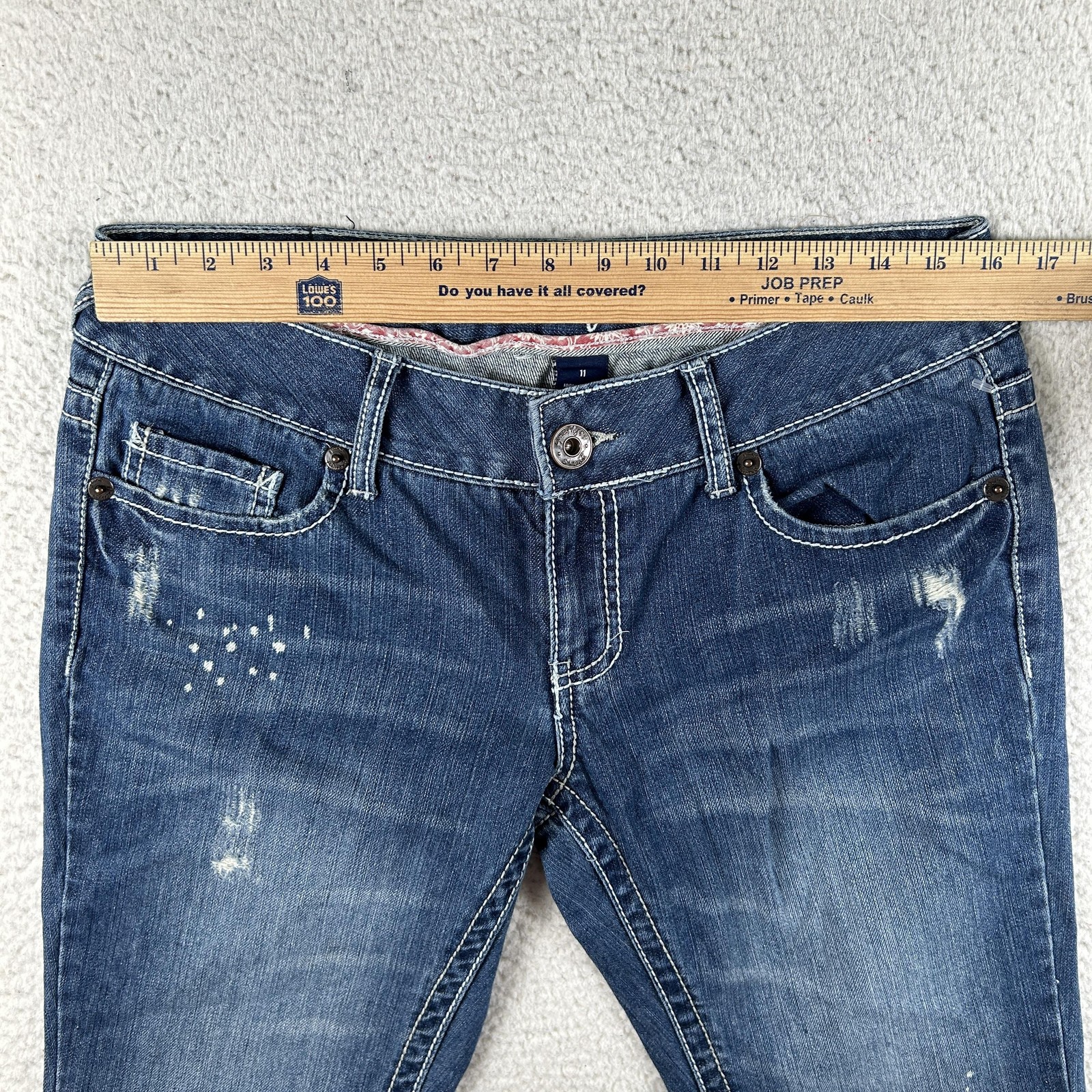 Vintage Amethyst Jeans Womens 11 Medium Wash Distressed Bootcut Low Rise Y2K