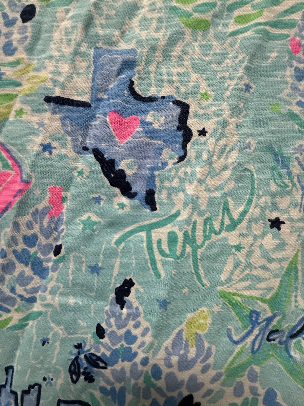 NWOT Lilly Pulitzer Etta V Neck Top L Lilly Loves Texas Destination Print