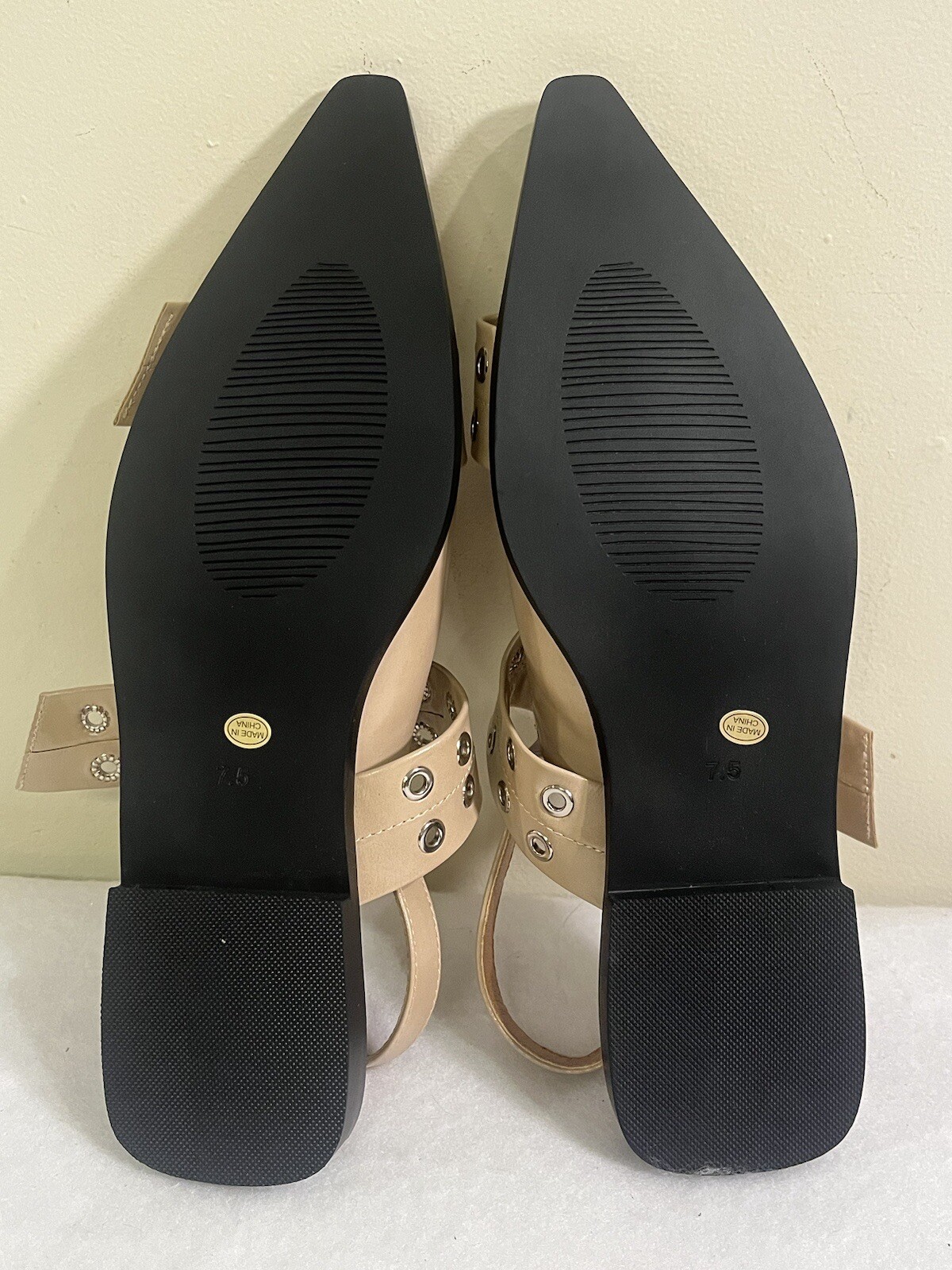 New Ladies Flats Slingback Pointed Toe Casual Daily Dress Sandals Shoes 7.5 Tan