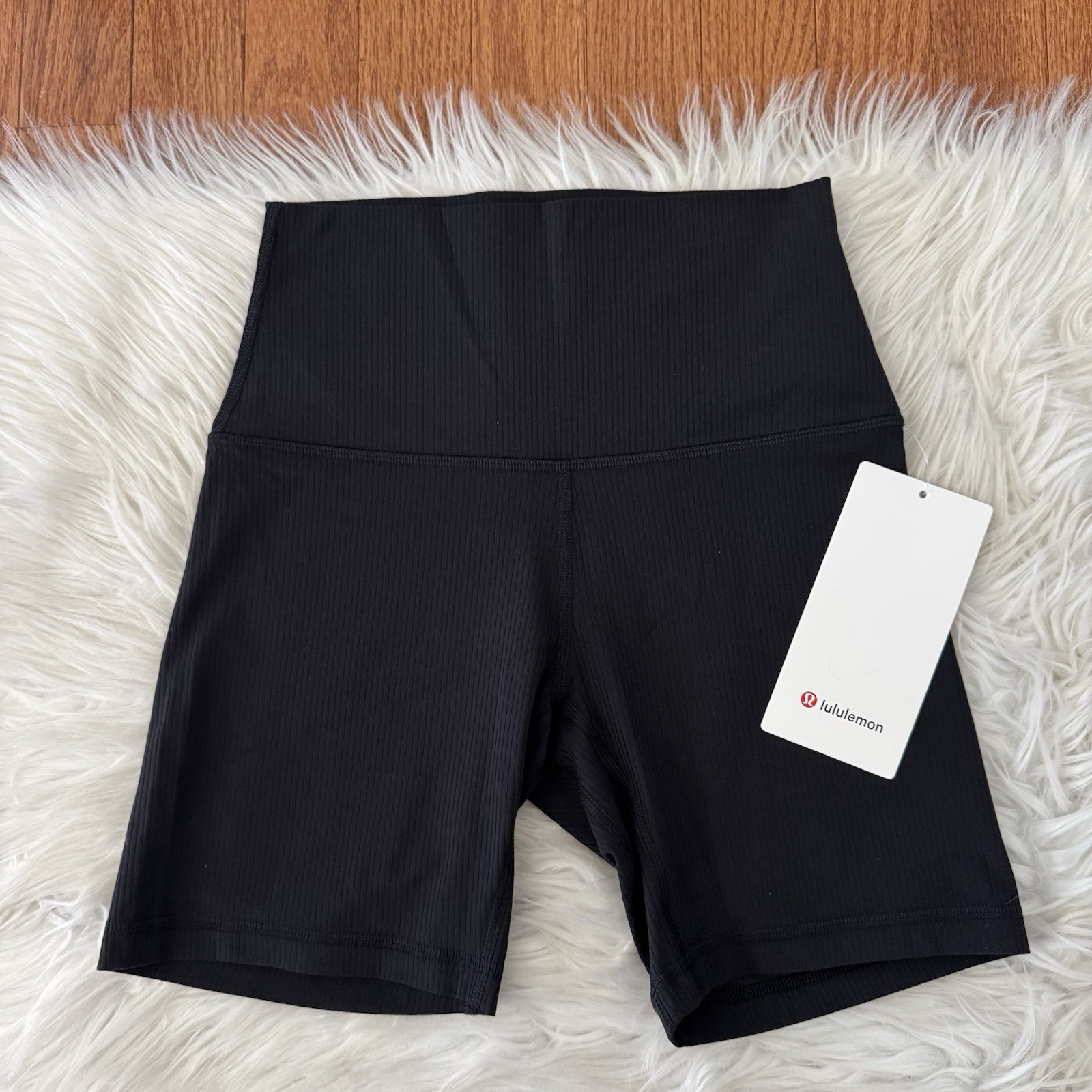 Lululemon Align Ribbed High Rise Shorts Women’s Size 4 Black 6” Biker Shorts NWT