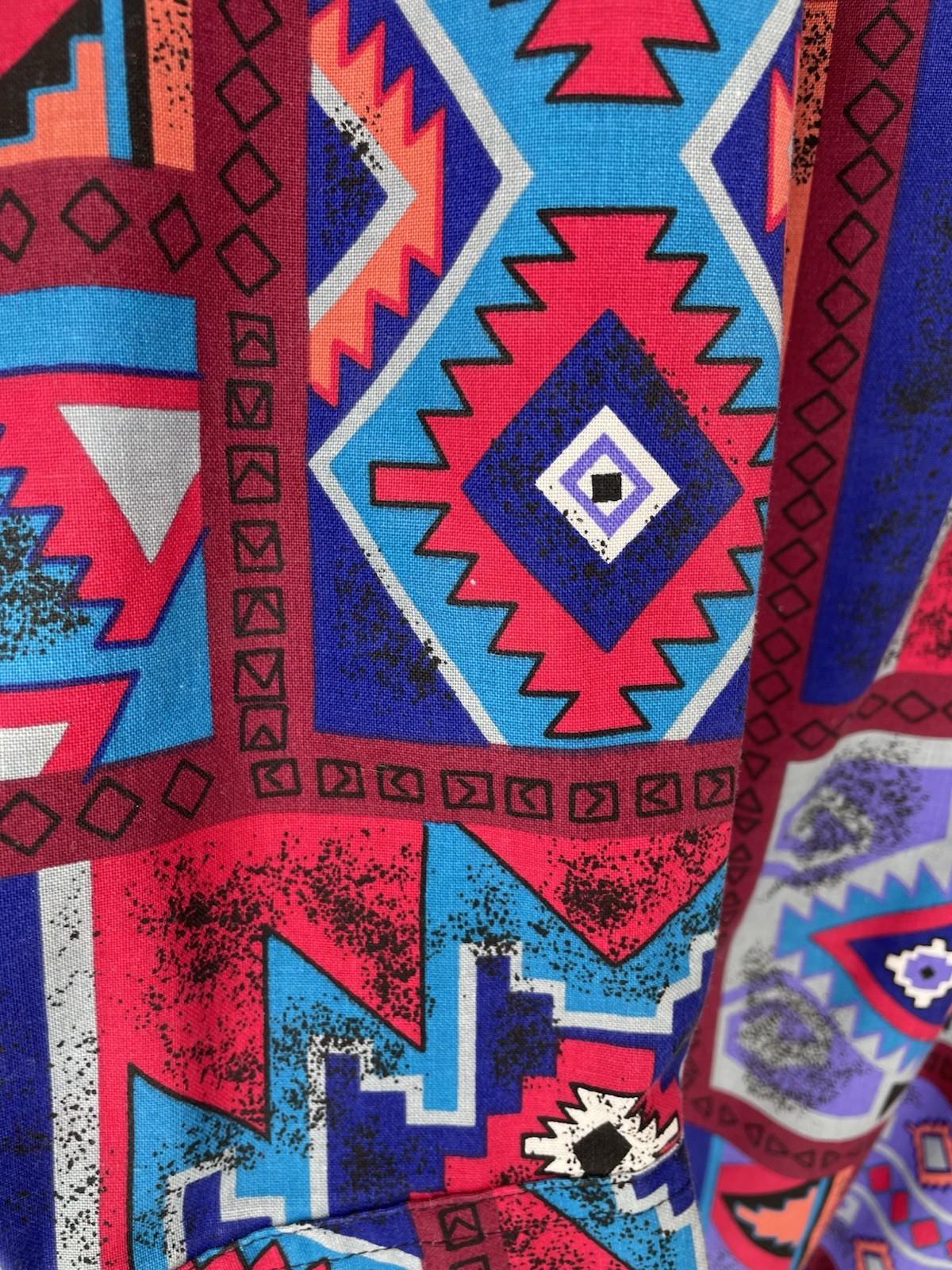 VTG 80s 90s Southwestern Aztec Rodeo Cowboy Tejano Button Up Shirt USA Made XL
