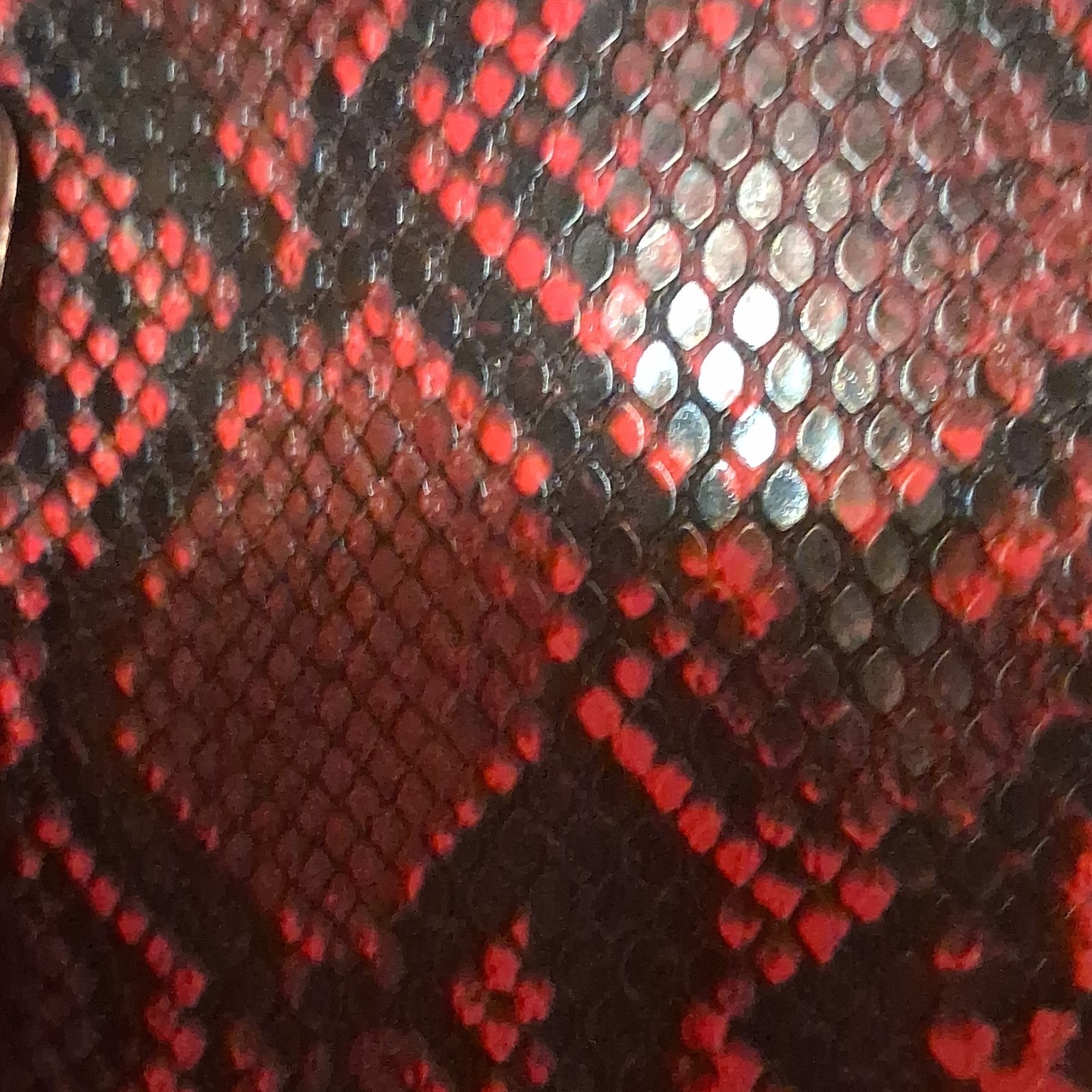 T.J. Maxx Red/Black Snake Print Small Satchel Top Handle Bag, Zip, Strap