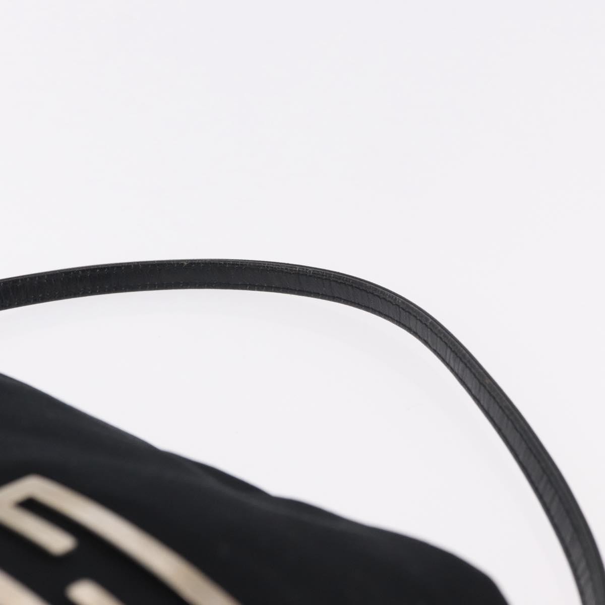 FENDI Shoulder Bag Cotton Jersey Black Silver Auth 186864