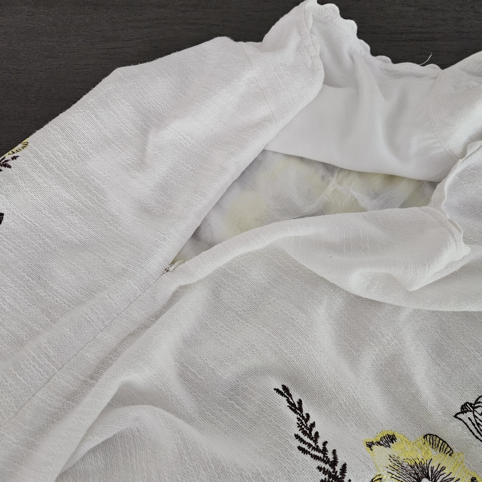 Maeve Anthropologie Yellow Petunia White Embroidered Dress High Neck Cotton Sz 8