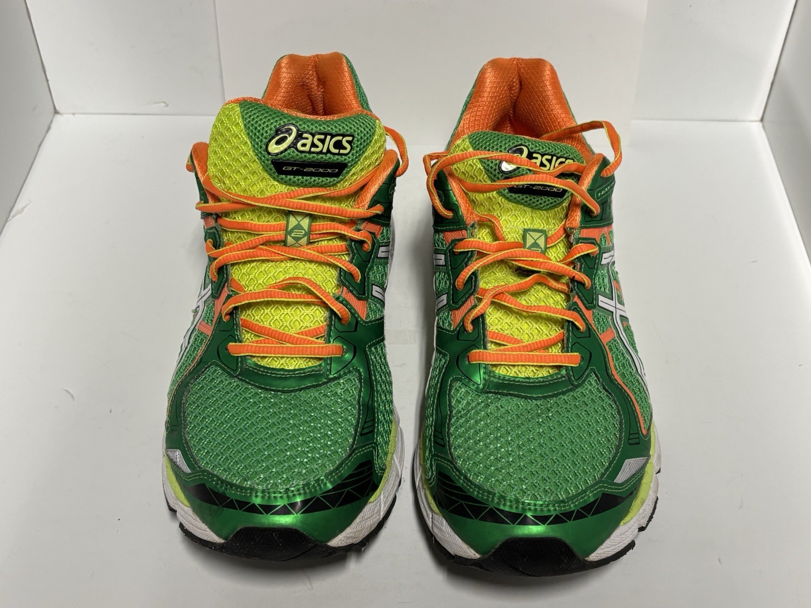 ASICS GEL Mens GT-2000 2 Classic Green White Orange Clownfish Running Shoe-11.5