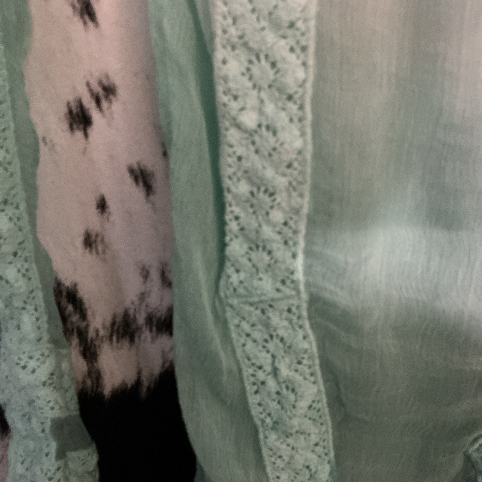 Guess Ombré Aqua &White Long Sleeve Ultra Sheer Crochet Detail Tunic – Size Sm