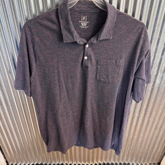 George Striped Polo Shirt Pink Blue Men’s XXL Short Sleeve Casual Golf
