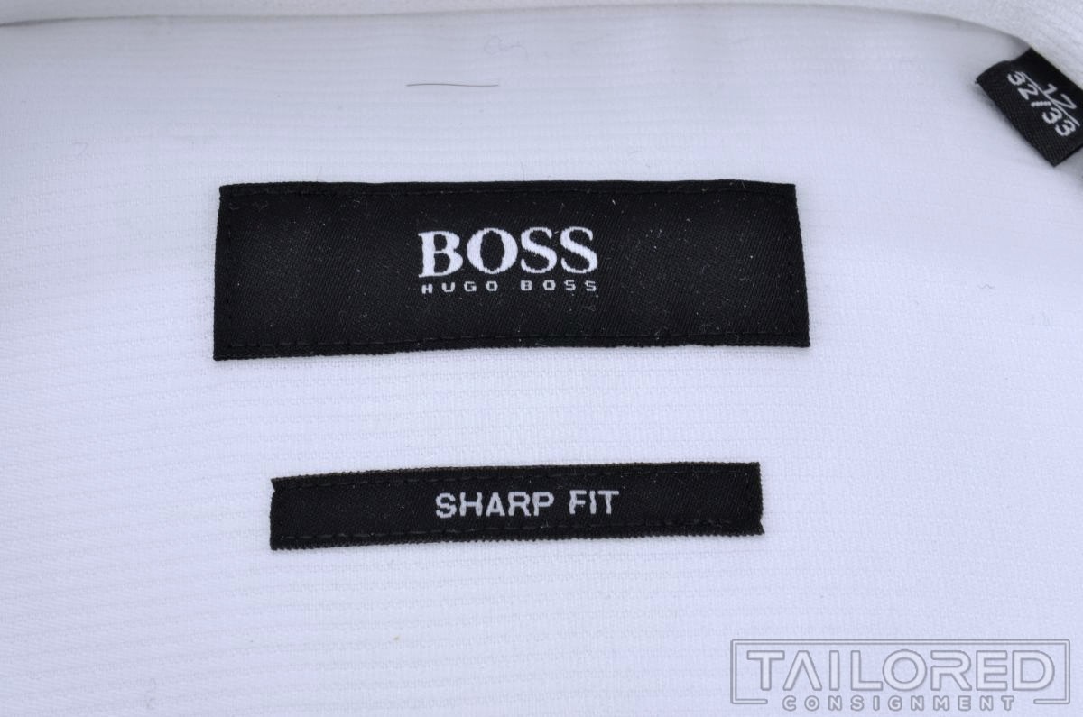 NEW – HUGO BOSS Sharp Fit White Cotton Hidden Placket French Cuff Dress Shirt 17