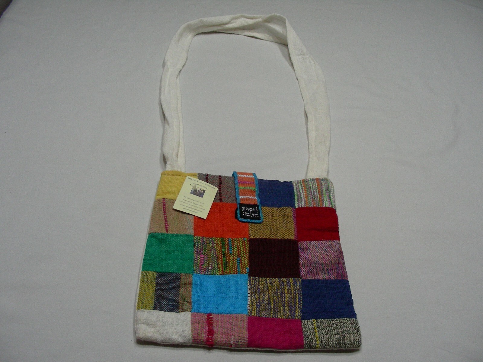 SAORI For Tsunami Thailand – Hand Sewn Wool – Medium Size Shoulder Bag Purse!