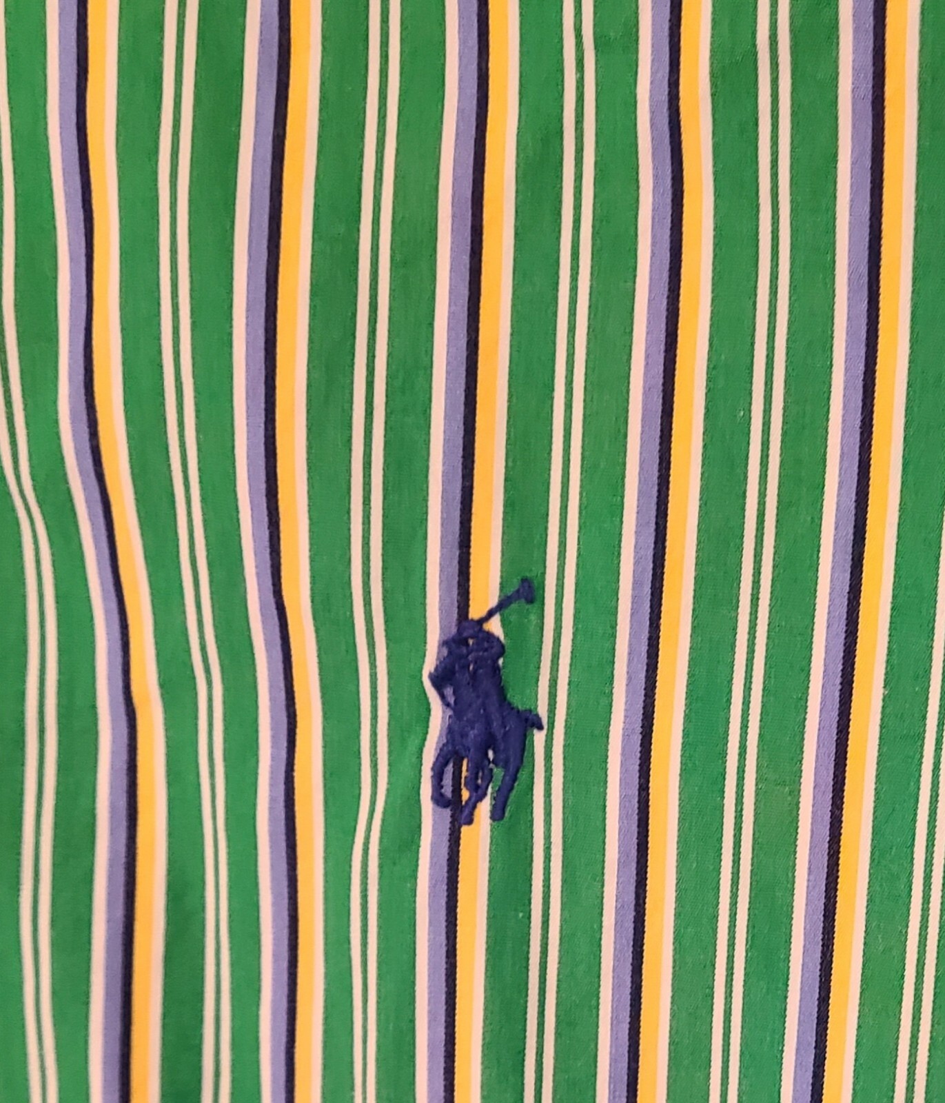 Vintage Ralph Lauren Shirt Mens XL Green Striped Custom Fit Button Down Casual