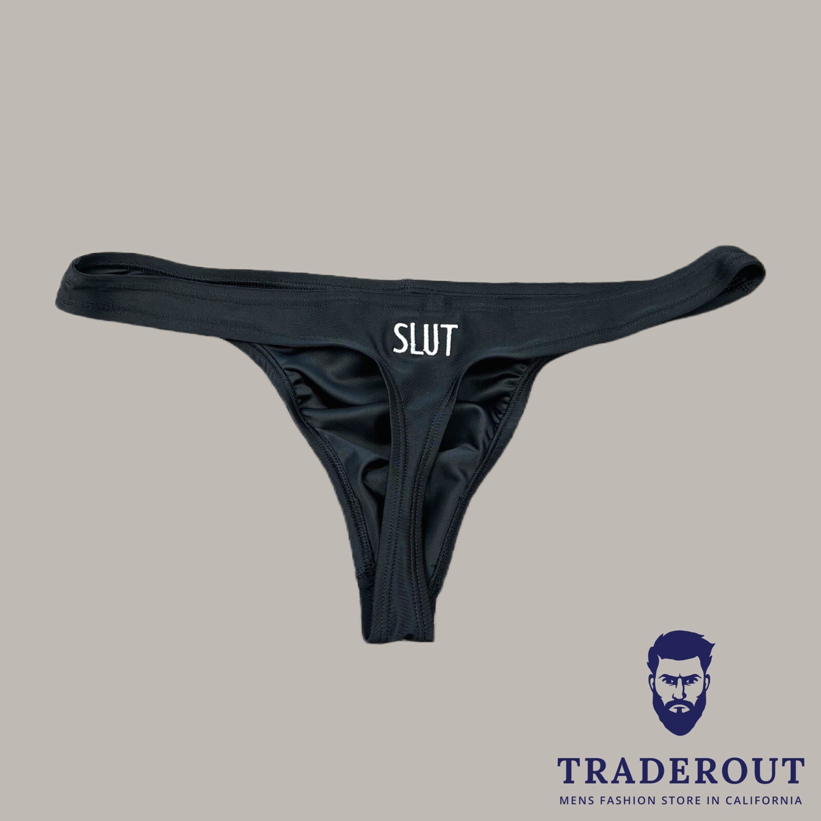 SLUT custom embroidery mens BLACK swim thong underwear swimwear S M L XL 2XL