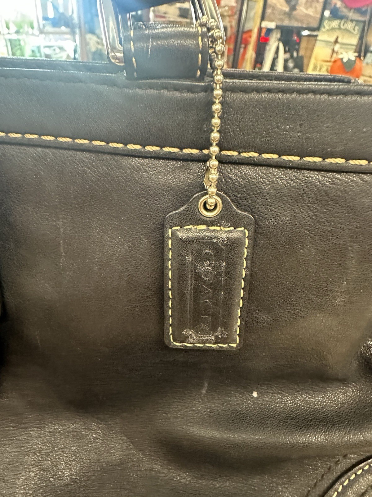 Coach Shoulder Bag Hampton Carryall Black Leather Satchel F12602