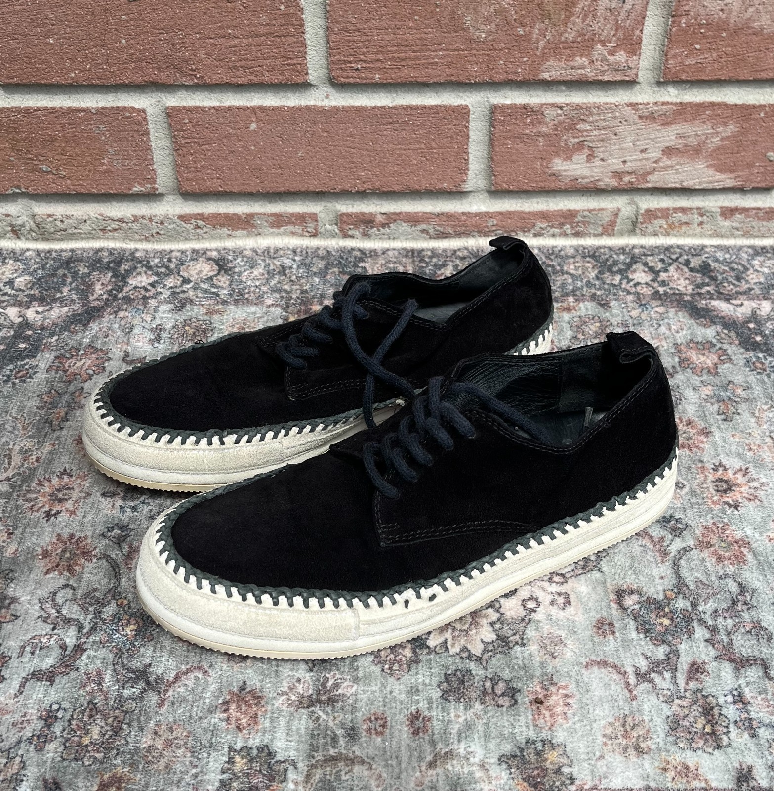 Ann Demeulemeester Black Suede Whipstitch Low Top Sneakers / Size EU 40 US Men 7
