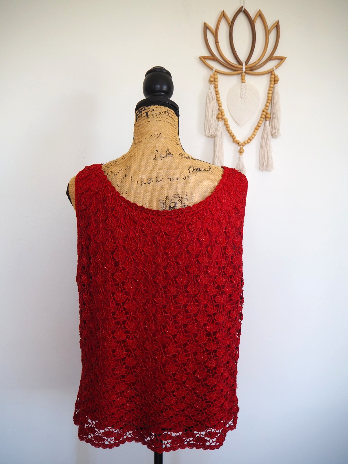 Carmen Marc Valvo Red Heavy Beaded Sleeveless Lined Special Occasion Top Size 2X