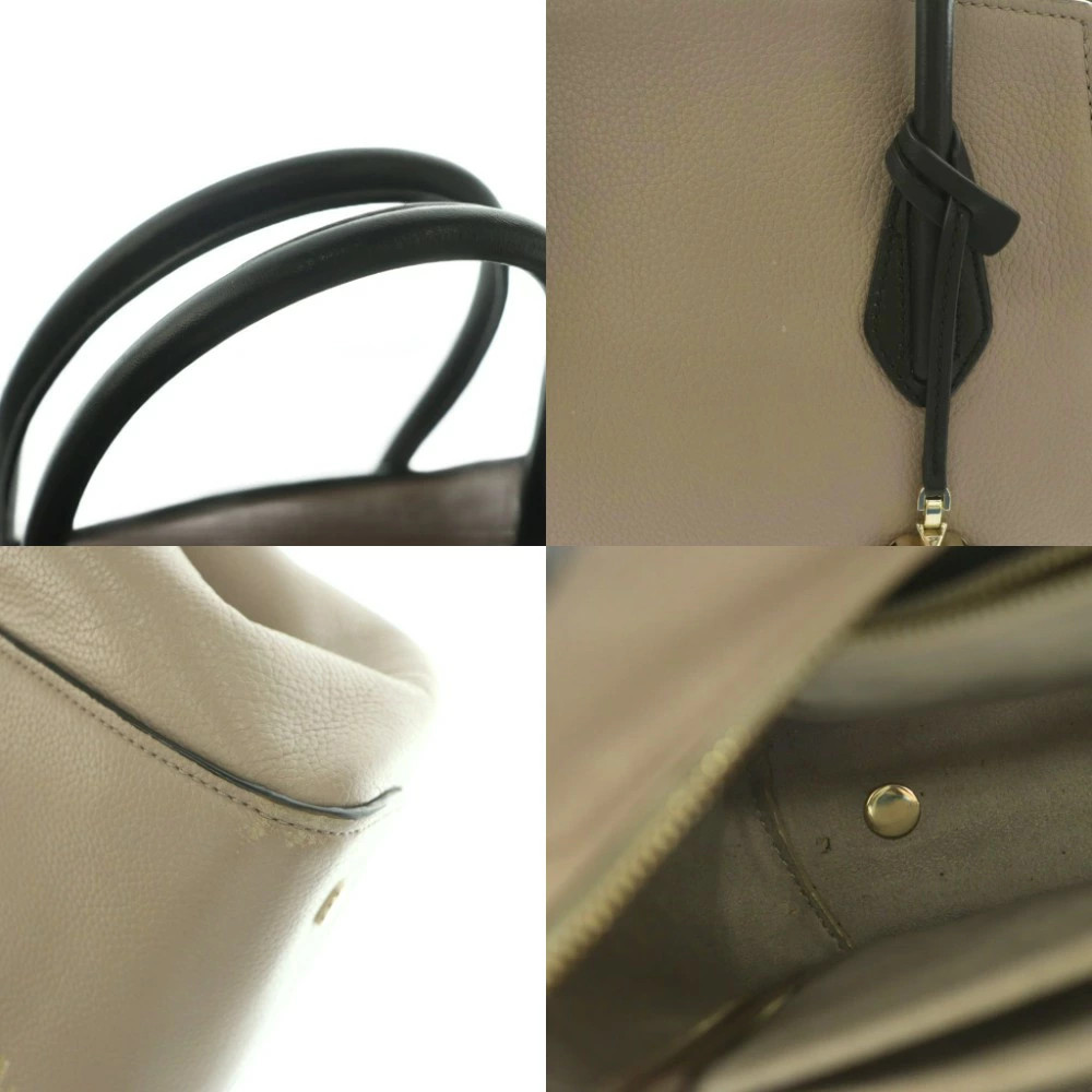 Used Kate Spade Grace Medium Satchel Handbag Leather Two Tone Color Greige Black