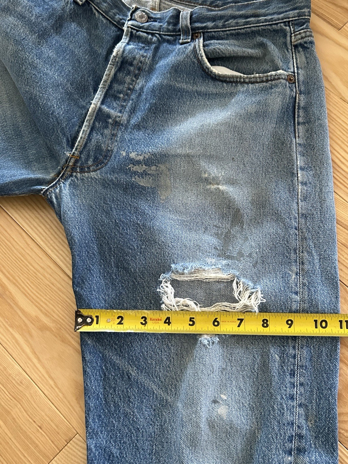 Vintage 80s Levi’s Denim Jeans 501 0118 36×32 (34×31) Made in USA Distressed