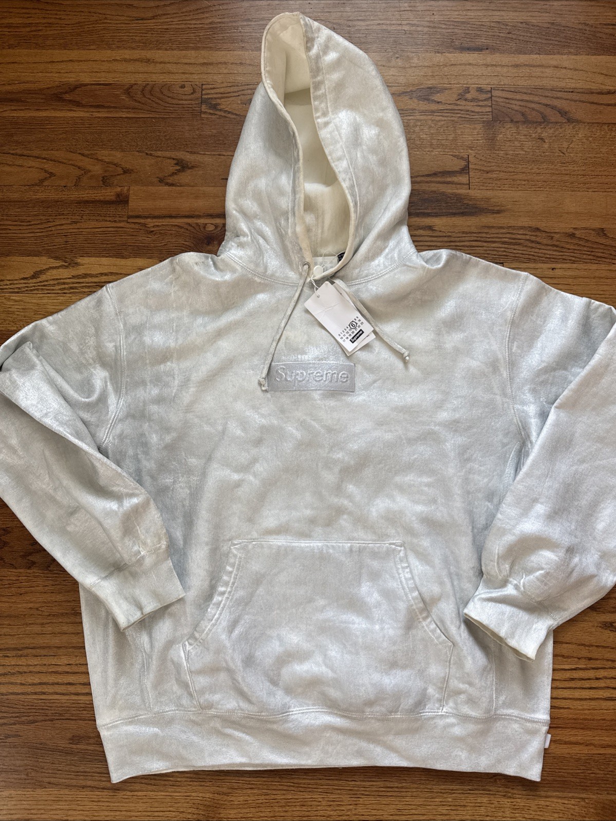 Supreme MM6 Maison Margiela Foil Box Logo Hooded Sweatshirt White Size XL C22