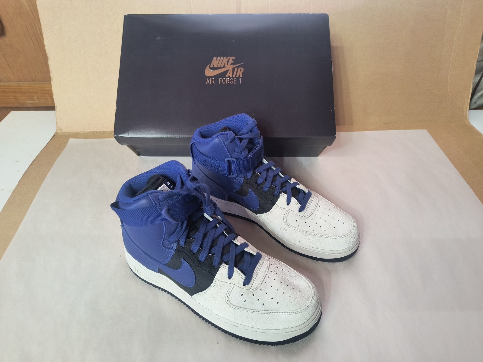 NEW Nike Air Force 1 High 07 Lv8 Platinum Deep Royal Blue 806403 009 NIB Sz 10.5