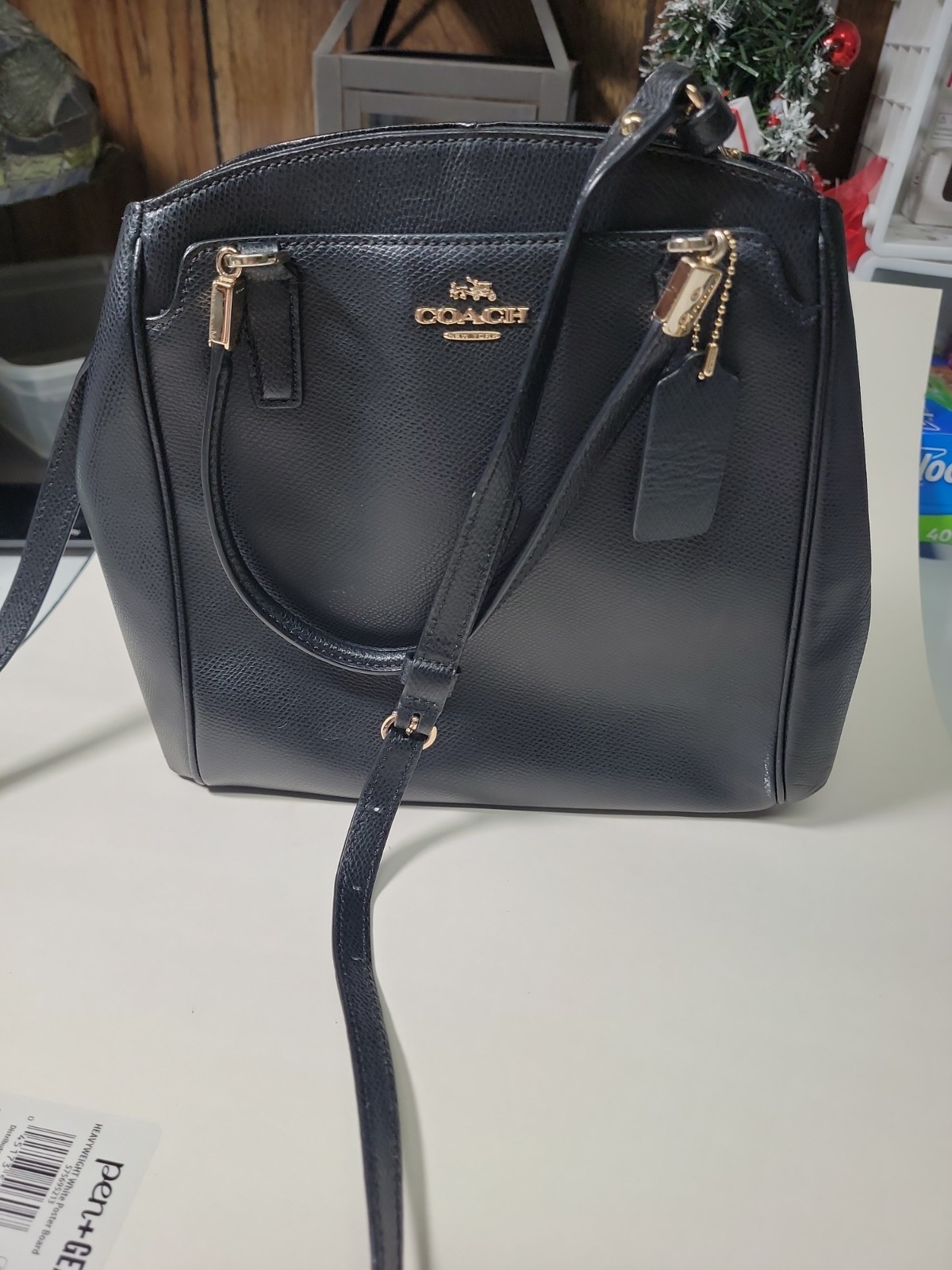 Coach Minetta Crossbody Bag, Crossgrain Leather, Black, Excellent Condition