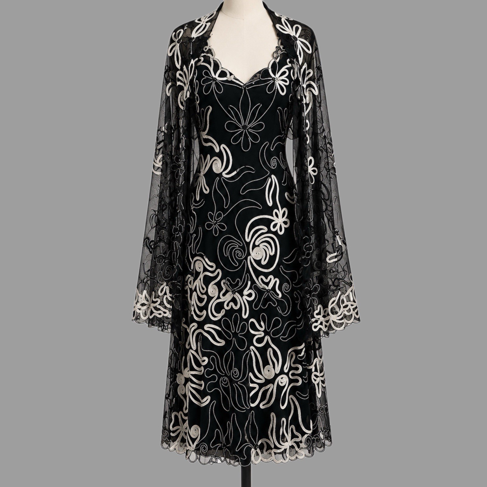 Phase Eight Dress & Shawl Set Uk 14 Applique Detail Wedding Cruise Races