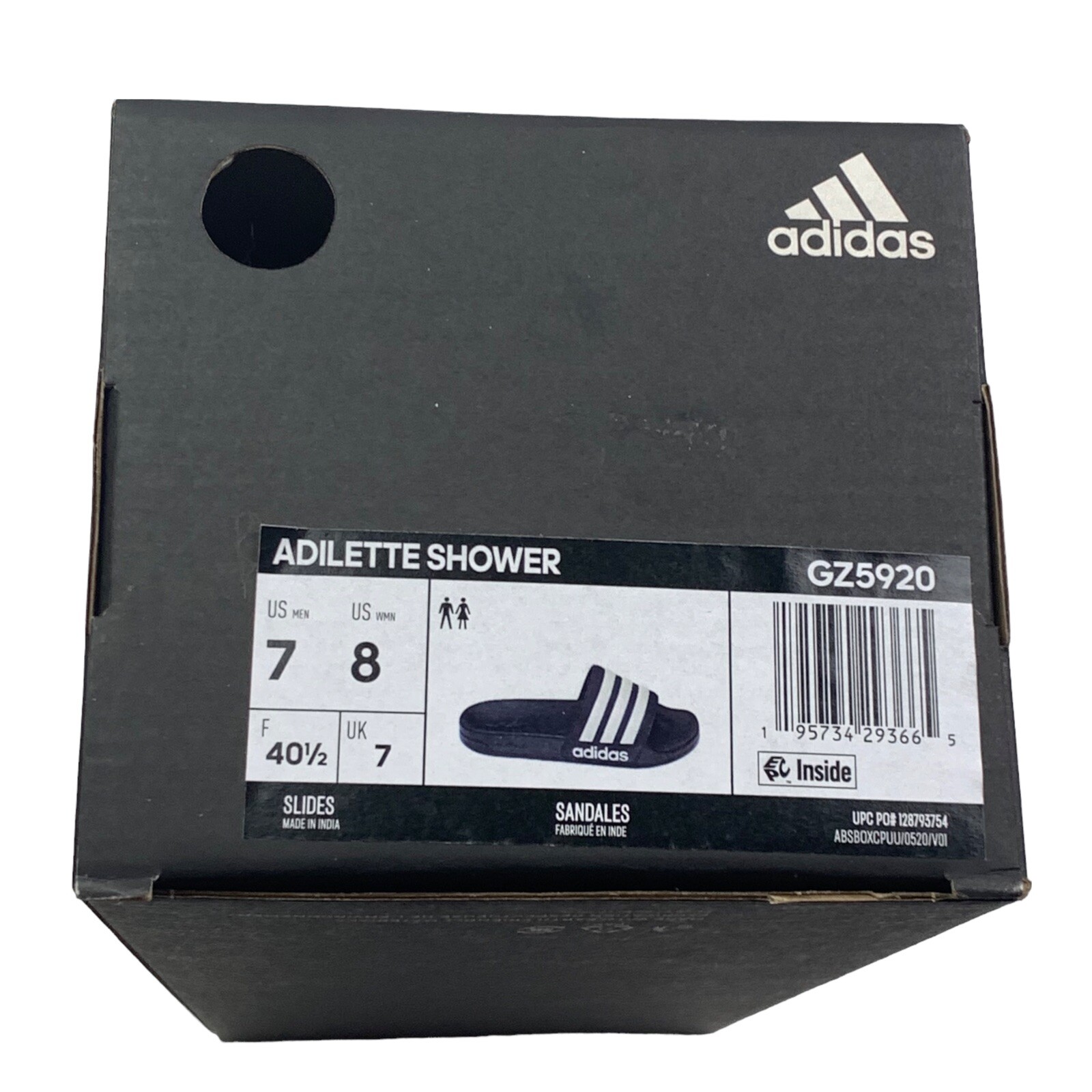 Adidas Mens Adilette Shower Locker Slide Water Sandal Navy/White GZ5920 Sz 7