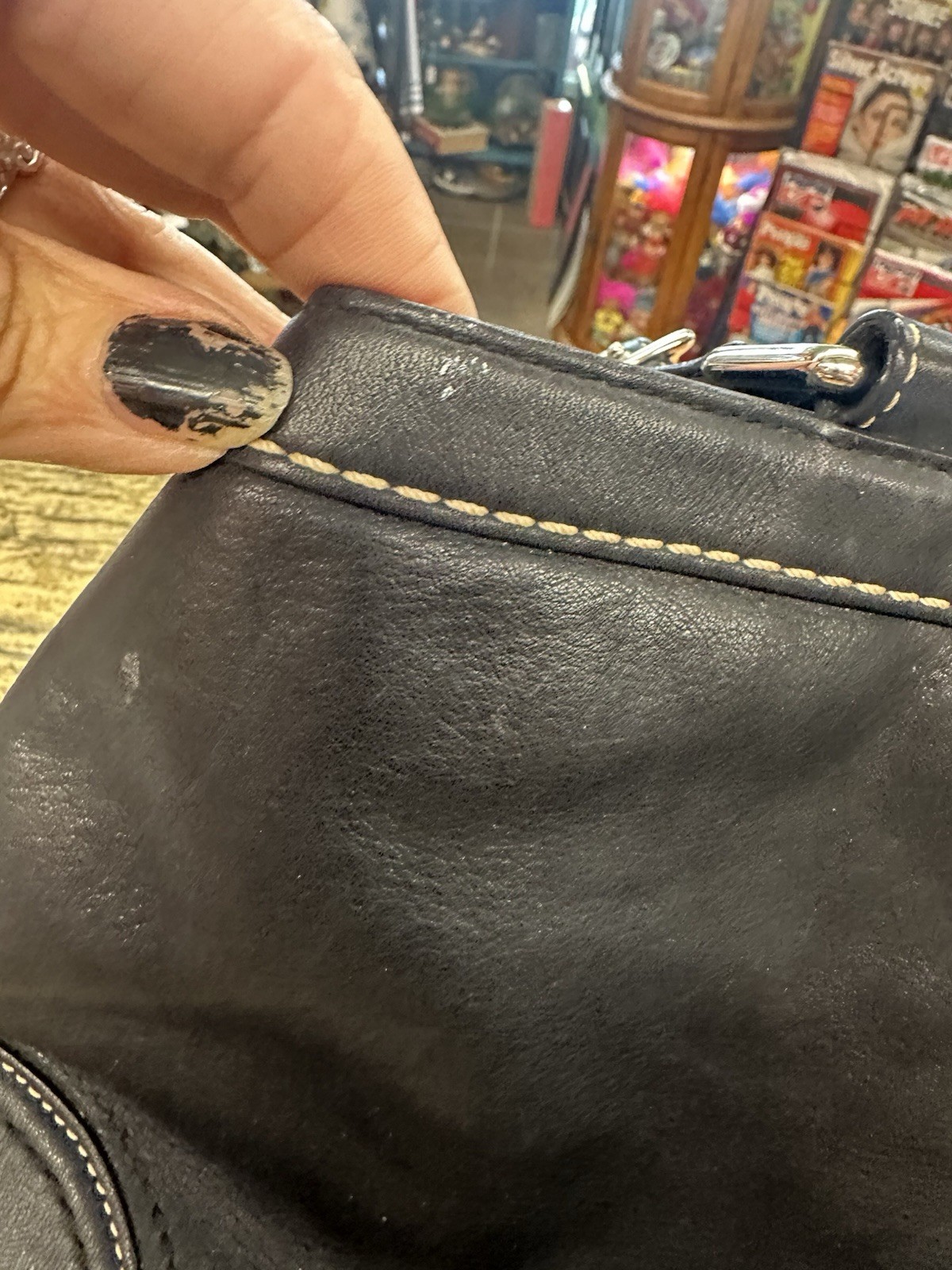 Coach Shoulder Bag Hampton Carryall Black Leather Satchel F12602