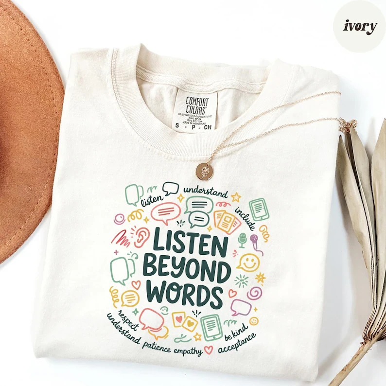Listen Beyond Words Empathy Autism Awareness Vintage 90s Graphic T-Shirt